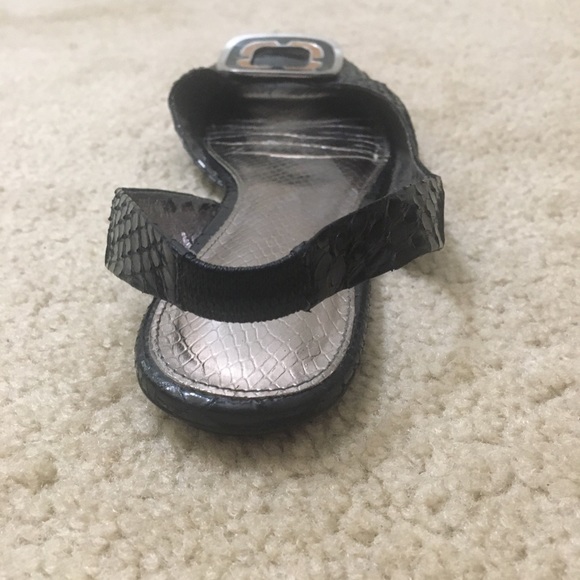 Sam Edelman Erica Flats Peep Toe Snakeskin Embossed Leather Slingback Black - Picture 3 of 13